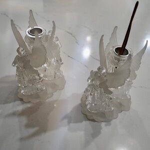 2 Acrylic Decorative Angels with wings Incense holders